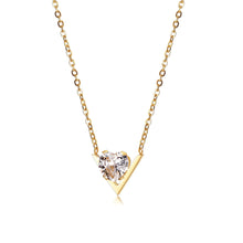 Load image into Gallery viewer, CZ V-Shaped Set Pendant Necklace