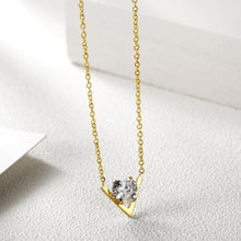 Load image into Gallery viewer, CZ V-Shaped Set Pendant Necklace