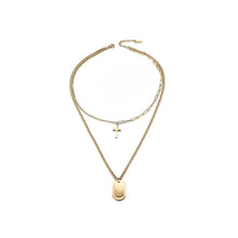 Load image into Gallery viewer, Cross & Tag Double Pendant Necklace (available in 2 colors)