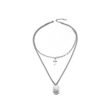 Load image into Gallery viewer, Cross & Tag Double Pendant Necklace (available in 2 colors)