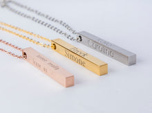 Load image into Gallery viewer, Custom Name Coordinates Vertical Bar Necklace
