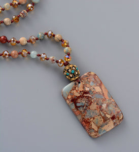 Bohemian Necklace Natural Stones Crystal