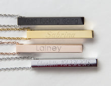 Load image into Gallery viewer, Custom Name Coordinates Vertical Bar Necklace
