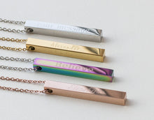 Load image into Gallery viewer, Custom Name Coordinates Vertical Bar Necklace
