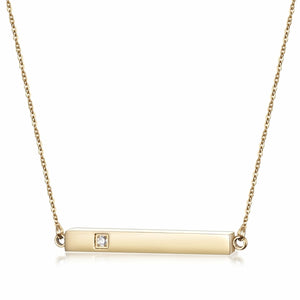 Bar Pendant with CZ Necklace