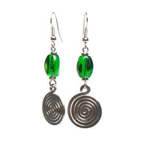 Spiral and Bead Drop African earrings